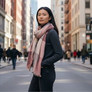 Madewell Knit Buffalo Plaid Blanket Scarf Wrap Shawl